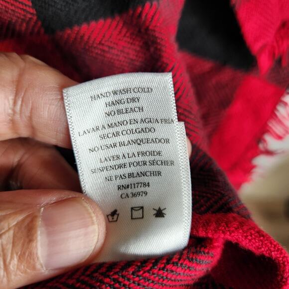 Rails Larsson Plaid Shirt Womens Size Large Crimson Jet Embroidered Frayed - Picture 16 of 16